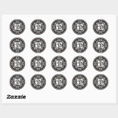 Aangepaste Monogram D-Stickers in zwart-wit Ronde Sticker (Vel)