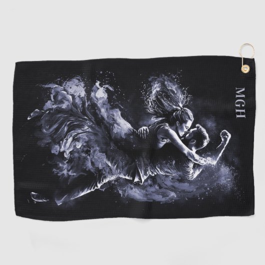 Aangepaste Monogram Dansen Paar Golfhanddoek (Horizontaal)