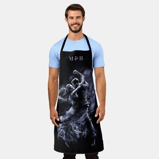 Aangepaste Monogram Dansen Paar Schort (Gedragen)