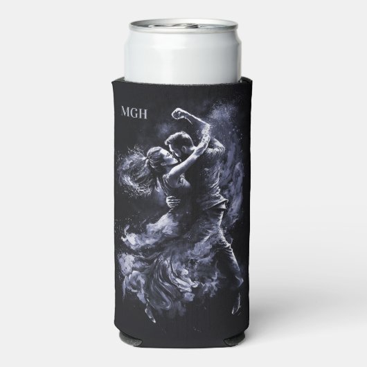 Aangepaste Monogram Dansen Paar Seltzer Blikjeskoeler (Seltzer Achterkant)