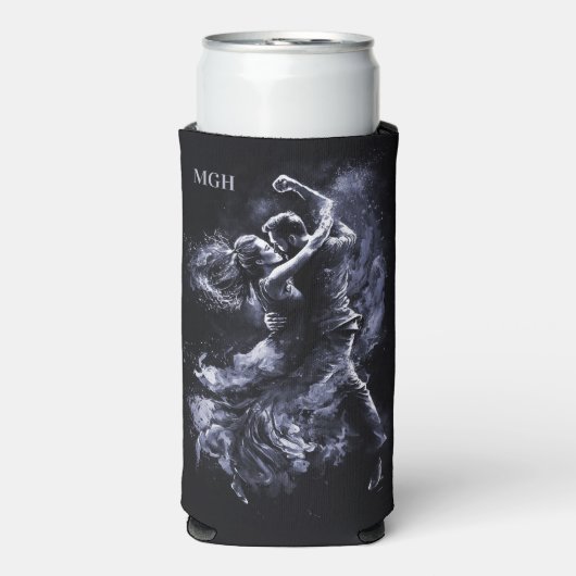 Aangepaste Monogram Dansen Paar Seltzer Blikjeskoeler (Seltzer Voorkant)