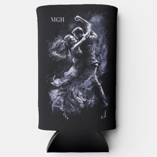 Aangepaste Monogram Dansen Paar Seltzer Blikjeskoeler (Voorkant)