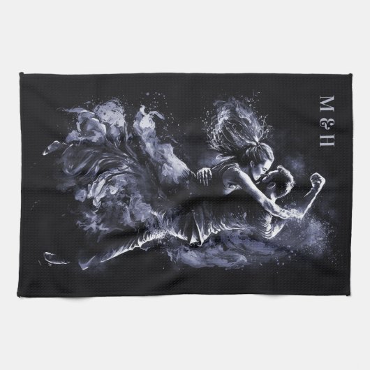 Aangepaste Monogram Dansen Paar Theedoek (Horizontaal)