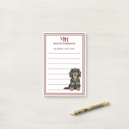 Aangepaste Monogram Das Shorthond Kerstcadeau Lijs Post-it® Notes (Op bureau)