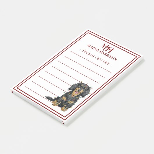 Aangepaste Monogram Das Shorthond Kerstcadeau Lijs Post-it® Notes (Schuin)