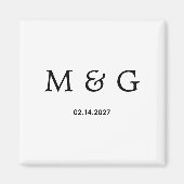 Aangepaste Monogram Datum Klassiek Witte Stijlvoll Magneet (Voorkant)