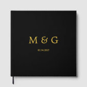 Aangepaste Monogram Datum Stijlvol Modern Zwart Gastenboek (Voorkant)