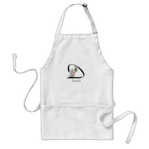 Aangepaste Monogram Design bloemletter D Standaard Schort