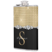 Aangepaste Monogram Diamonds Gold Black Elegant Lu Heupfles (Links)