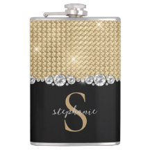 Aangepaste Monogram Diamonds Gold Black Elegant Lu