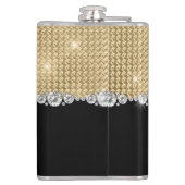 Aangepaste Monogram Diamonds Gold Black Elegant Lu Heupfles (Achterkant)