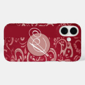 Aangepaste Monogram Donkerrood Sierbloem Case-Mate iPhone Case (Achterkant (horizontaal))