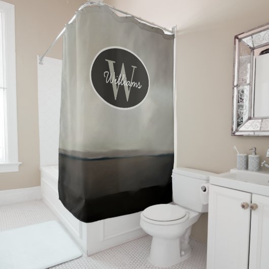 Aangepaste Monogram Douche Gordijn Olieverfbad (In situ)