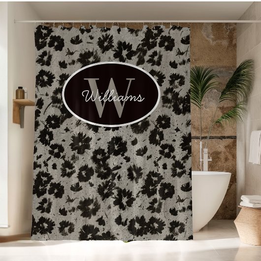Aangepaste Monogram Douchegordijn Modern Bloemenba