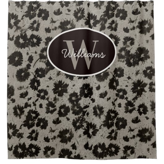 Aangepaste Monogram Douchegordijn Modern Bloemenba (Voorkant)