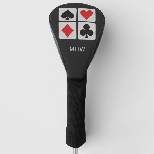 Aangepaste monogram-driver voor kaartspeler golfheadcover (Voorkant)