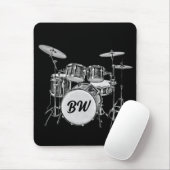 Aangepaste monogram drummer Drum Kit Musician Musi Muismat (Met muis)