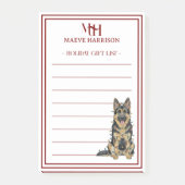 Aangepaste monogram Duitse herder kerstcadeau lijs Post-it® Notes (Voorkant)