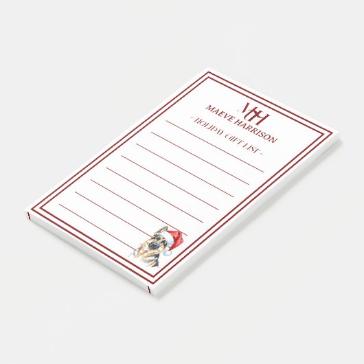 Aangepaste Monogram Duitse Herder Vakantie Cadeau  Post-it® Notes (Schuin)