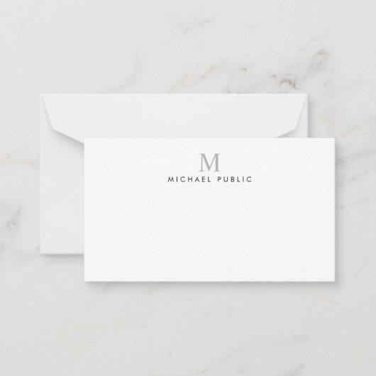 Aangepaste Monogram Eenvoudige Template Modern Notitiekaartje (Voorkant)