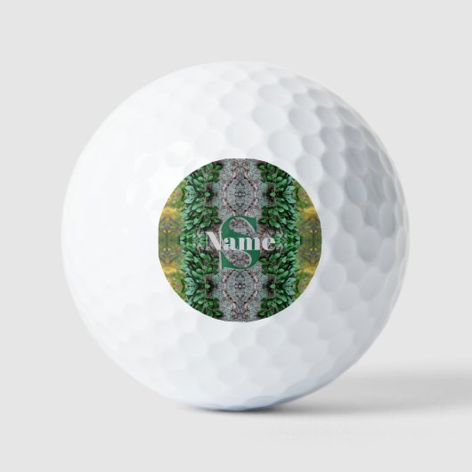 Aangepaste monogram eerste letter naam bladrijke w golfballen (Voorkant)