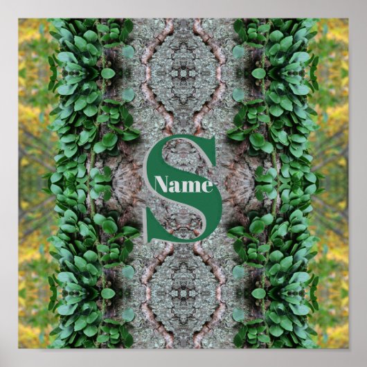 Aangepaste monogram eerste letter naam bladrijke w poster (Voorkant)