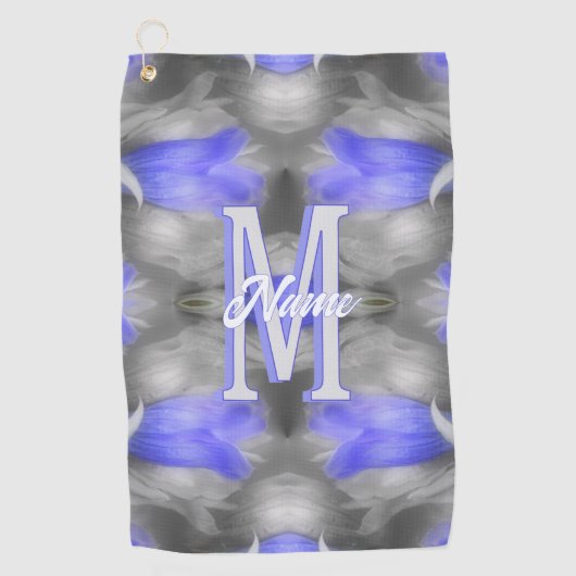 Aangepaste monogram eerste letter naam bloem kunst golfhanddoek (Voorkant)