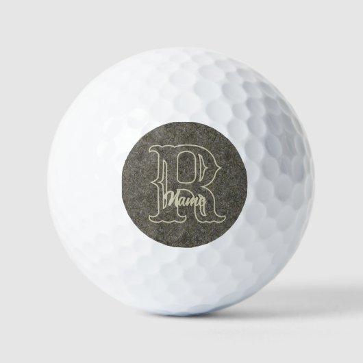 Aangepaste monogram eerste letter naam bruin bloem golfballen (Voorkant)
