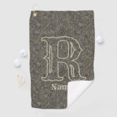 Aangepaste monogram eerste letter naam bruin bloem golfhanddoek (Insitu)