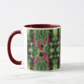 Aangepaste monogram eerste letter naam dennenappel mok (Links)