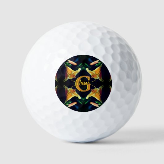 Aangepaste monogram eerste letter naam lelie bloem golfballen (Voorkant)