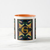 Aangepaste monogram eerste letter naam lelie bloem mok (Midden)