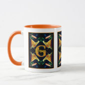 Aangepaste monogram eerste letter naam lelie bloem mok (Links)