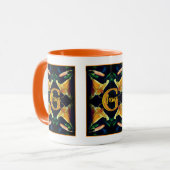 Aangepaste monogram eerste letter naam lelie bloem mok (Voorkant links)