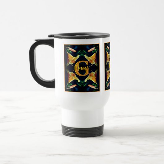 Aangepaste monogram eerste letter naam lelie bloem reisbeker (Links)