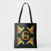 Aangepaste monogram eerste letter naam lelie bloem tote bag (Voorkant)
