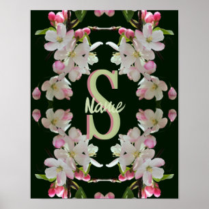 Aangepaste monogram eerste letter naam lente bloes poster