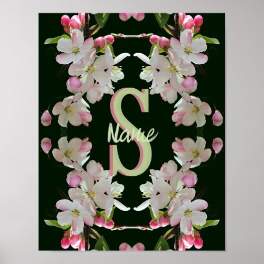 Aangepaste monogram eerste letter naam lente bloes poster (Voorkant)