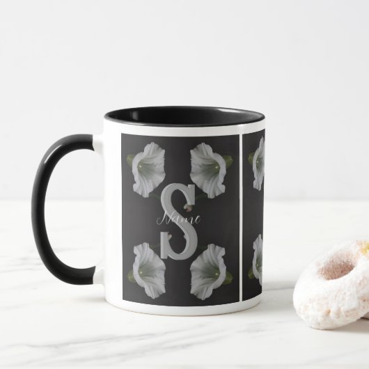 Aangepaste monogram eerste letter naam Morning Glo Mok (Met donut)