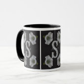Aangepaste monogram eerste letter naam Morning Glo Mok (Voorkant links)
