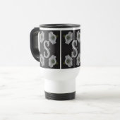 Aangepaste monogram eerste letter naam Morning Glo Reisbeker (Voorkant links)
