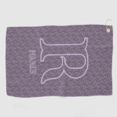 Aangepaste monogram eerste letter naam paarse bloe golfhanddoek (Horizontaal)