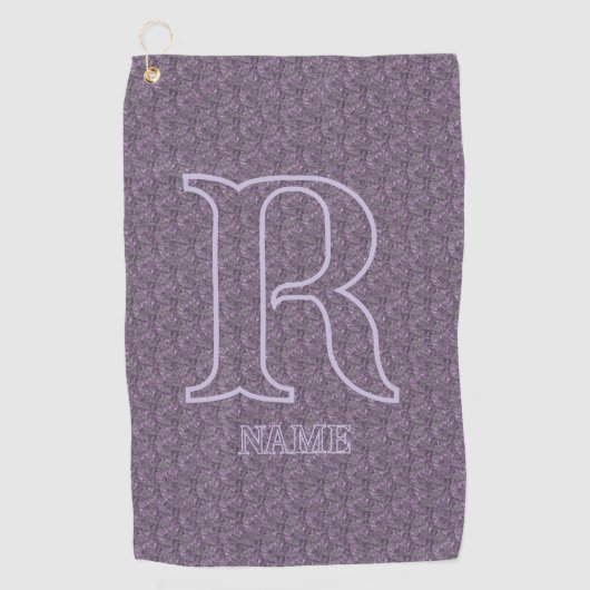 Aangepaste monogram eerste letter naam paarse bloe golfhanddoek (Voorkant)