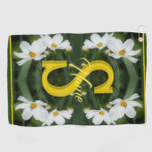 Aangepaste monogram eerste letter naam witte madel golfhanddoek (Horizontaal)