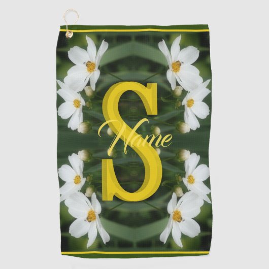 Aangepaste monogram eerste letter naam witte madel golfhanddoek (Voorkant)