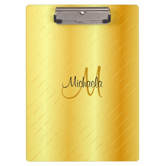 Aangepaste monogram Elegant Gold Kijk Sjabloon Klembord (Voorkant)