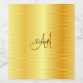 Aangepaste monogram Elegant Gold Kijk Sjabloon Wijn Etiket (Enkel label)