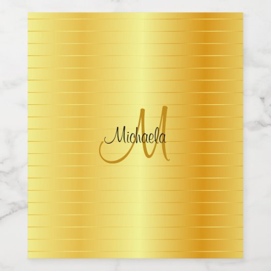 Aangepaste monogram Elegant Gold Kijk Sjabloon Wijn Etiket (Enkel label)