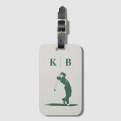 Aangepaste Monogram Elegant Groen Gepersonaliseerd Bagagelabel (Voorkant (verticaal))