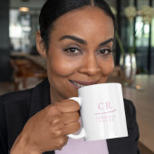 Aangepaste Monogram Elegant Minimaal Roze en Wit Koffiemok